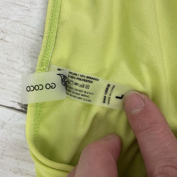 Go Coco Bandeau Top & Tie Side Bikini Bottom Set Sz L Celery Green NWT - Picture 7 of 9